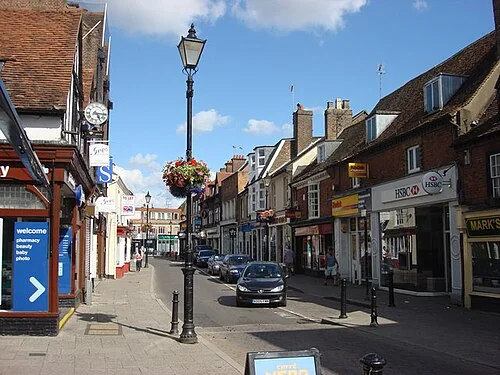 Rickmansworth High Street in a photograph from 2009